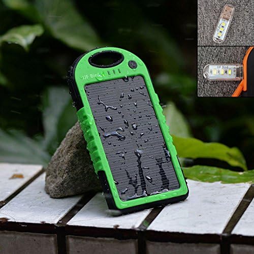 JJF Bird TM Solar Panel Charger 12000mah Rain-resistant Waterproof Shockproof Portable Dual USB Port Portable Charger Backup External Battery Power Pack for Iphone 6 4 4s 5 5sipod, Ipad Ipad Mini Retina(apple Adapters Not Included), Samsung Galaxy Note 2, Note 3, S2 S3, S4, S5, Blackberry Z30, Z10, Q10, Q5, Asus Nexus 4, 5, 7, 10, HTC One V, X, M8, M7, Mini, Max, Motorola Moto G, X, E, Droid, Lg G2, G3, Sony Xperia, Nokia Lumia, Icon, 521, 520, 920, 1020, 1520 Most Android/windows Smart Cell Phones, Gps, Tablets, and Other Usb-charged Devices, Etc. (Green)