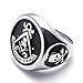 TEMEGO Jewelry Mens Stainless Steel Ring, Embossed Freemason Masonic Symbol Skull Band,Black Silver
