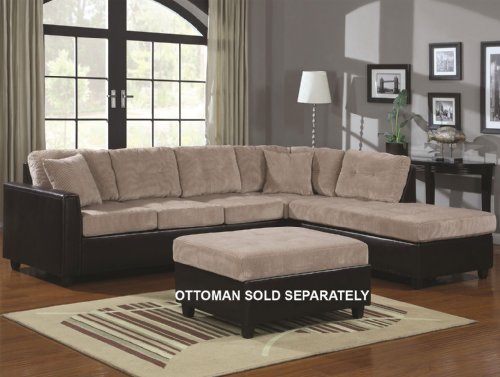 Henri Reversible Beige Soft Corduroy Two-Tone Sectional On Sale