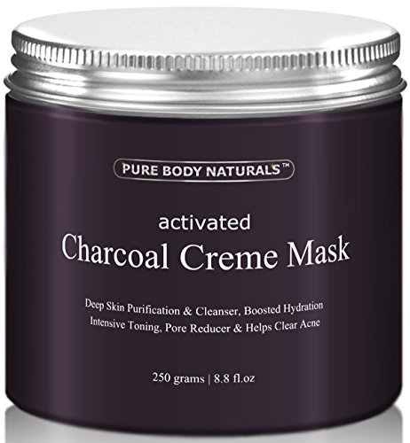 Face Mask - Activated Charcoal Creme Facial Mask, Charcoal Mask Facial Treatment Fights Acne and Deep Cleans Pores, Mud Mask, 8.8 fl. oz. by Pure Body Naturals