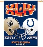Super Bowl XLIV Indianapolis Colts and New Orleans Saints 27x37 Vertical Flag