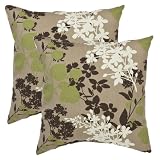 Outdoor Patio Plantation Patterns Green Floral Decorative Pillow Set - Set of 2