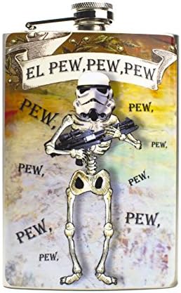 Star Wars Flask - Nerd Gifts Handcrafted Flask for Men - Stainless Steel Flask Designs Made in USA - Whiskey Flasks Printed in Stunning Detail - 8 oz (Loteria - El Pew Pew Pew)
