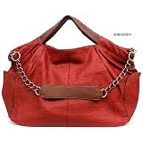 Burgundy Brandi Faux Leather Chain Satchel Bag Purse Handbag