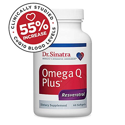 Dr. Sinatra's Omega Q Plus Resveratrol and CoQ10 Supplement for Anti-Aging and Heart Health, Clinically Studied and Shown to Increase CoQ10 Blood Levels by 55%, 60 Softgels (30-Day Supply)