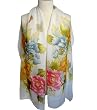 SilkNOW Hand Painted White 100% Pure Silk Chiffon Georgette Scarf with Beautiful Multi Colored Floral Pattern