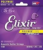 Elixir&reg; Strings Acoustic 80/20 Bronze Guitar Strings with POLYWEB&reg; Coating, Medium (.013-.056)