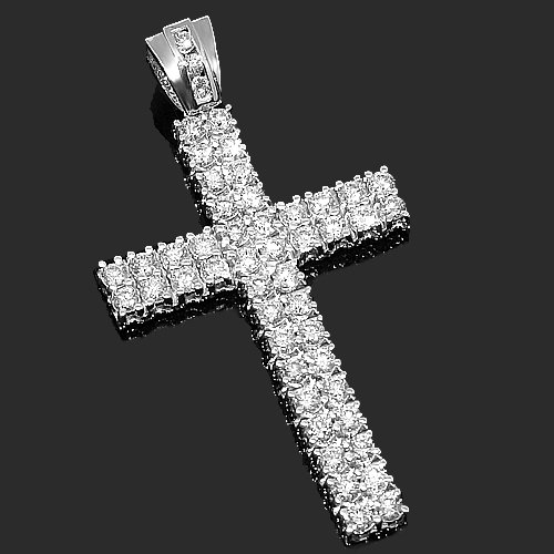 White Diamond Cross Pendant 11 25