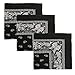 3 PK Cowboy Bandanas 100% Cotton 22 x 22 inch - Black