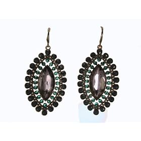 Hematite Tone Sapphire Crystal Dangle Earrings