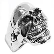 Sterling Silver Skull Ring 5mm Band Width and 24mm Face Height in Sizes: 9-14