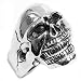 Sterling Silver Skull Ring 5mm Band Width and 24mm Face Height in Sizes: 9-14