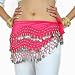 Chiffon Dangling Silver Coins Belly Dance Hip Scarf, Vogue Style (Hotpink)