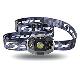 [Sunix] LEDヘッドライト2000mAh リチウム充電電池 [明るさ120ルーメン実用点灯10時] [完全防水] [調光モード夜間モード ストロボモード] アウトドア活動に適用 ブラック