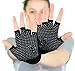 Mato & Hash Yoga Pilates Fingerless Exercise Grip Gloves - Black/Grey
