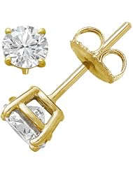 Round Cut Diamond Stud Premium Quality in 14k Yellow Gold (0.55 ctw, G-H color, SI1 clarity)