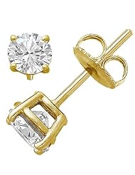 Round Cut Diamond Stud Premium Quality in 14k Yellow Gold (0.35 ctw, G-H color, SI1 clarity)