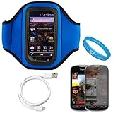Blue Durable Neoprene Exercise Sports Workout Armband with Adjustable Velcr ....