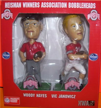 The Ohio State Buckeyes University - OSU - Heisman Winners Association Bobblehead Set - #3 of 4 - Woody Hayes & Vic Janowicz Bobble Heads
