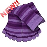 Cotton Socks Feelmax Basic Toe Socks Ladies Shoe Size 8.5 - 11 3 Color Violet Stripe