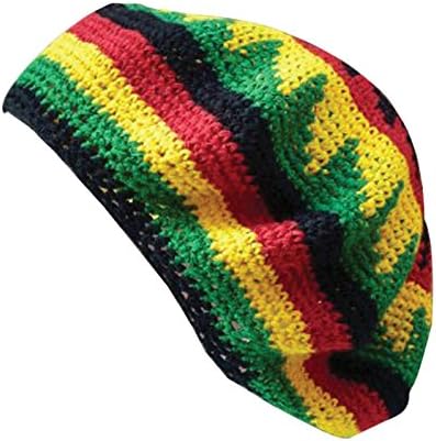 Inspirit Arts Tam Beret Hat Reggae Hand Made Crochet Knit Slouchy Dreadlock Cap