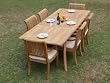 New 7 Pc Luxurious Grade-A Teak Dining Set - 94" Double Extension Rectangle Table and 6 Arm / Captain Chairs [Model:GV2]