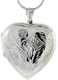 Sterling Silver Very Large Hand Engraved Heart Locket, about 1 1/2 X 1 5/8 in.