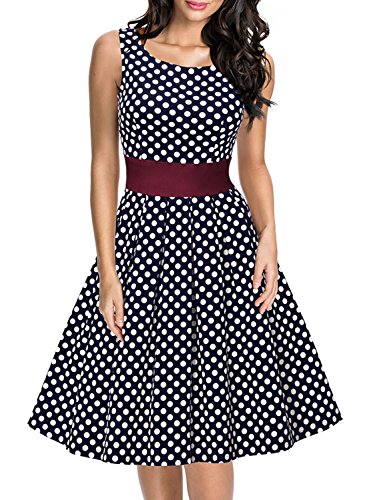 Miusol Women's Cut Out Vintage Polka Dot Optical Illusion Bridesmaid Swing Dress
