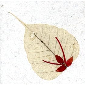 Greeting Card Note Card Pressed Flower on Peepal Leaf Handmade Paper Card Stock