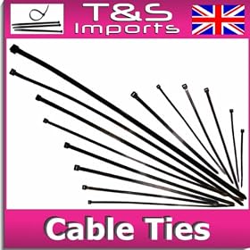 100 BLACK CABLE TIE/ ZIP TIES/ CABLE TIDY 4.8mm X 250mm