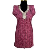 Indian Handmade Block Printed Cotton Top With Glass & Plastic Beads (Free Shipping) LLtop0069rr