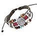 Crazy Spark Vintage Multi-Strand Cord Leather Wooden Cube Beads Adjustable Wrap Bracelet