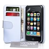 Apple iPhone 3 / 3G / 3GS Tasche Wei� Ledertasche Brieftasche H�lle Mit Displayschutzvon "Yousave Accessories�"