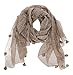 SOLID TASSEL FRINGE SCARF WRAP-Khaki