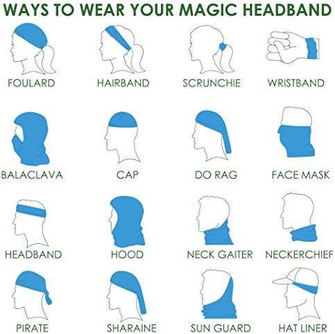 16-in-1 Magic Headband - 2 Pack (Animal Print 1) - Multifunctional and Seamless Headwear as a Bandana, Mask, Sweatband and More. Perfect Fitness, Sport, Yoga and Travel Gear for Men, Women &amp; Kids