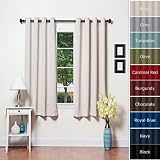 Beige Grommet Top Thermal Insulated Blackout Curtain 63 Length 1 Pair by 