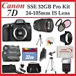 Canon EOS 7D Digital SLR Camera w/ Canon Zoom Wide Angle-Telephoto EF 24-105mm f/4L IS USM Autofocus Lens + 32GB SLR Accessory Camera Package