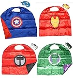 (Avengers Bundle Set (4 Capes)) ROXX Superhero Superman Kids Girl And Boy Cape and Mask Costume for Child