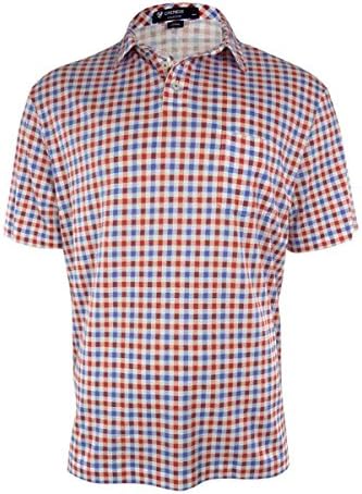 CREMIEUX Men's Collection Island Checkered Knit Polo (L, White/Red)
