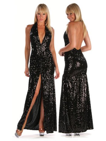 Sexy Halter Style Sequin Gown - MEDIUM
