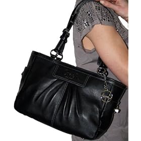 Coach Leather Pleated East West Gallery Bag Tote 13759 Black