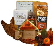 Cornucopia of Cheer Holiday Thanksgiving Gourmet Food Gift Basket with Meat and Cheese