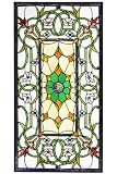 Richmond Stained Art Glass Window Panel Large Rectangle - 40hx20w, Burgundy