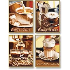 Schipper 609340553 - Malen nach Zahlen - "Kaffeepause", 4 Bilder, je 18 x 24 cm, Karton