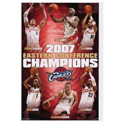 Professionally Framed Cleveland Cavaliers (2007 Eastern Conference Champions) Sports Poster Print - 24x36 with RichAndFramous Black Wood Frame