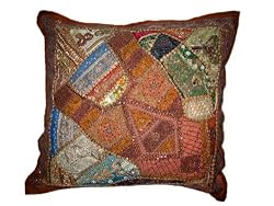 Sienna Heavy Embroidered Beaded Floor Pillows Cushion Cover Home Decor Tapestry 24"