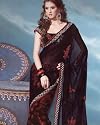 Black Faux Georgette Indian Belly Dance Dress Wrap Sari Traditional Saree with Unstitched Blouse