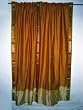 2 Art Silk Sari Curtains Golden Brown Golden Border Drape Panel 84"
