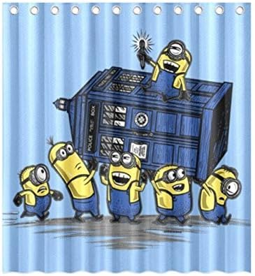 Hello 100% waterproof polyester Shower Curtain Rings Included 66X 72 inches Despicable Me Minions Have the Phonebox Print One Side