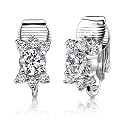 Sterling Silver Round Shape White Cubic Zirconia Clip On Earrings